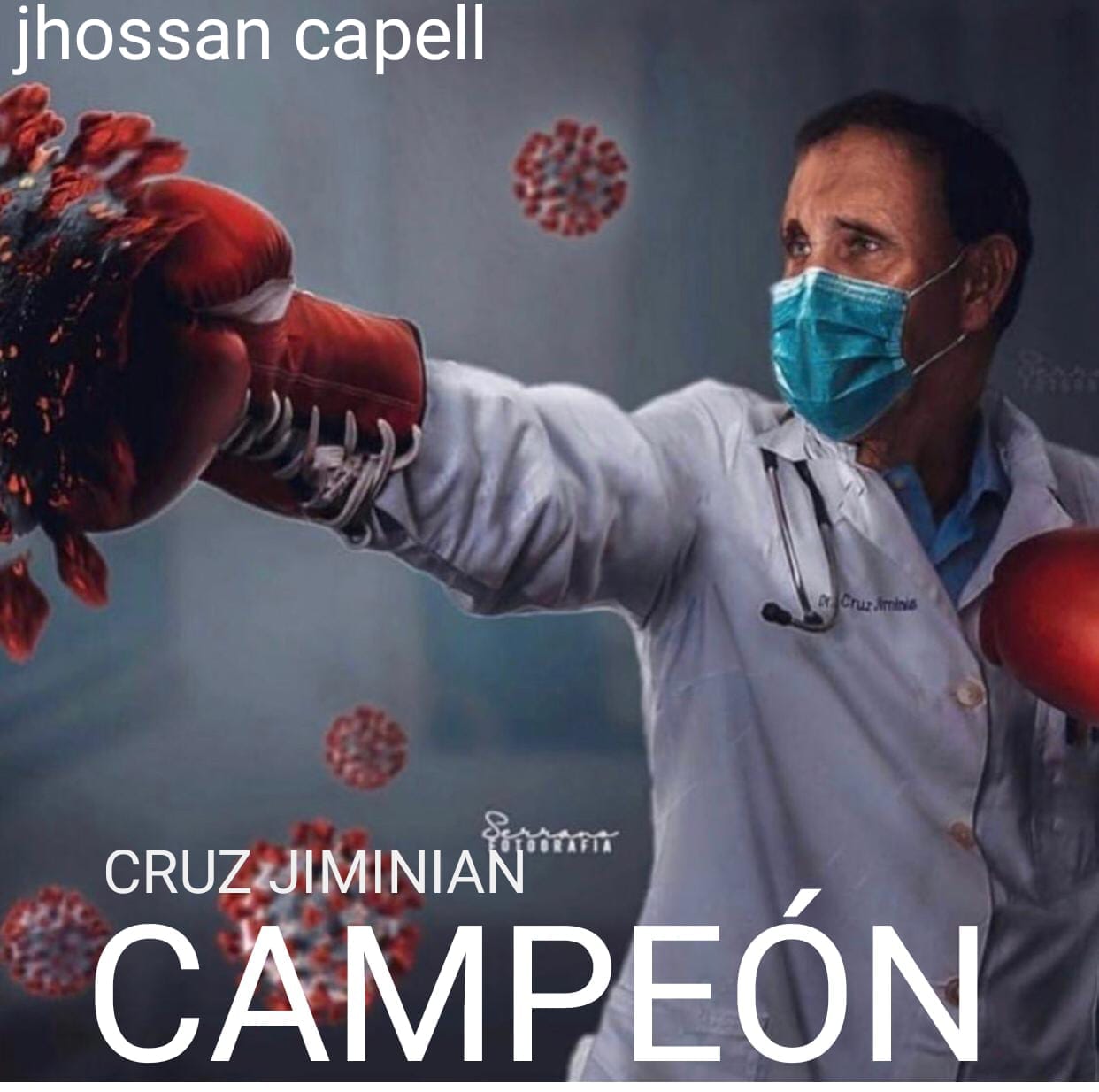 Jhossan Capell le habla al oído al Dr. Cruz Jiminian