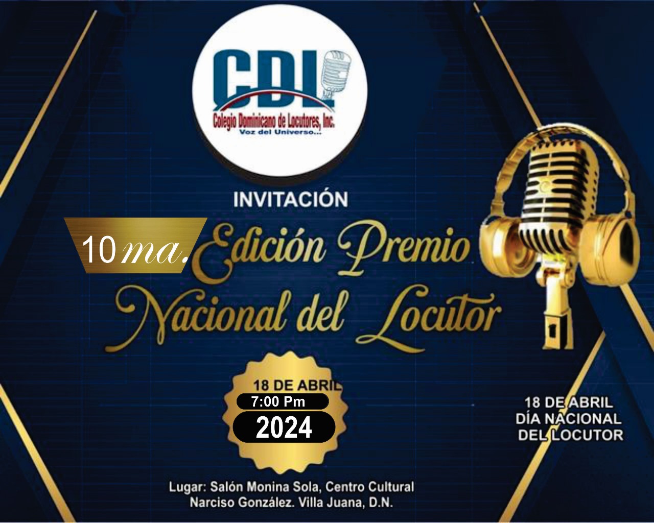 Colegio Dominicano de Locutores (CDL) entregará este jueves el Premio Nacional del Locutor 2024