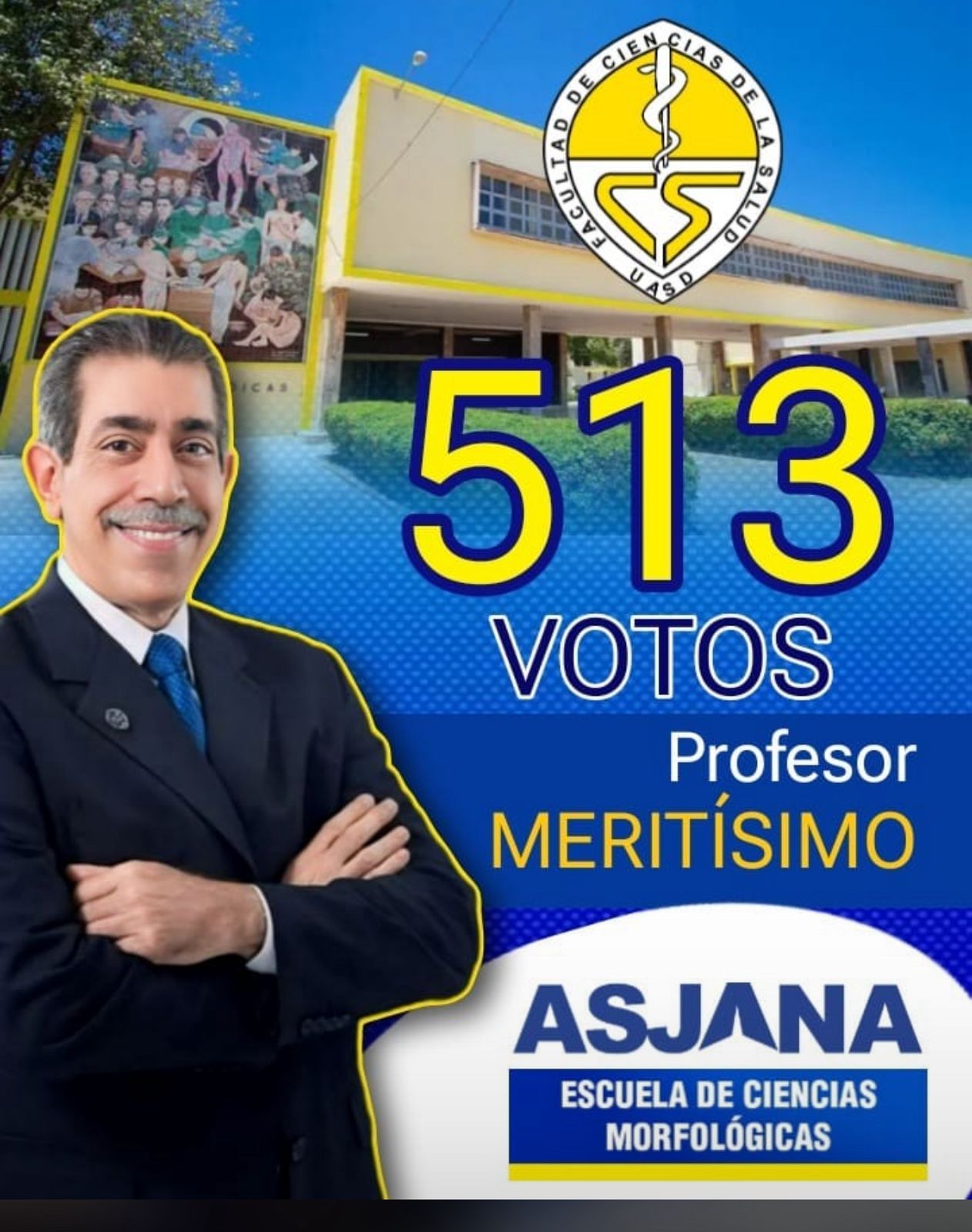 Jorge Asjana el más votado como Profesor Meritísimo en la Facultad de Ciencias de la Salud de la UASD