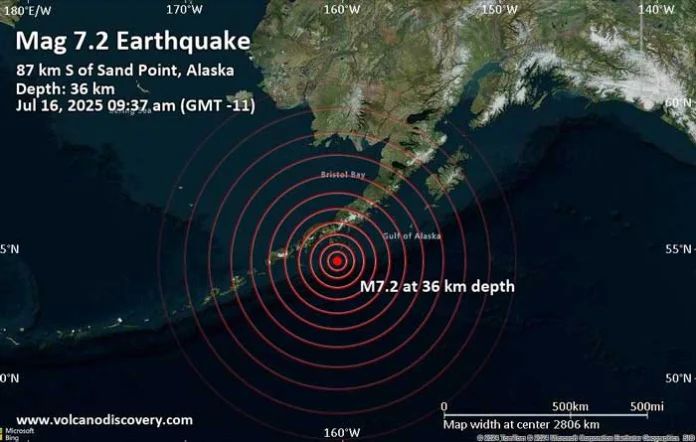 Terremoto de Magnitud 7.2 en Alaska Genera Alerta de Tsunami para la Península y Comunidades Costeras